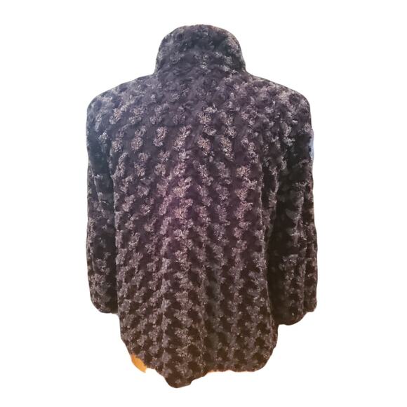 Adrienne by Adrienne Landau Black Faux Fur Jacket Size S/M Button Front, Pockets - Picture 5 of 6